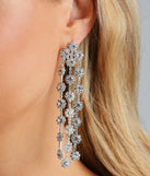 Romantical Floral Rhinestone Linear Earrings