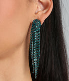 Draw Them In Rhinestone Fringe Earrings