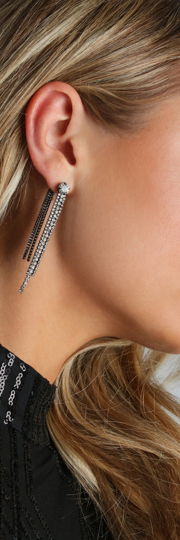 Edgy Glamour Rhinestone Fringe Earrings