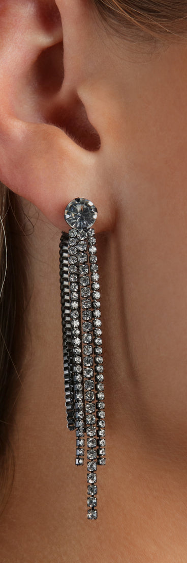 Edgy Glamour Rhinestone Fringe Earrings