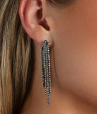 Edgy Glamour Rhinestone Fringe Earrings