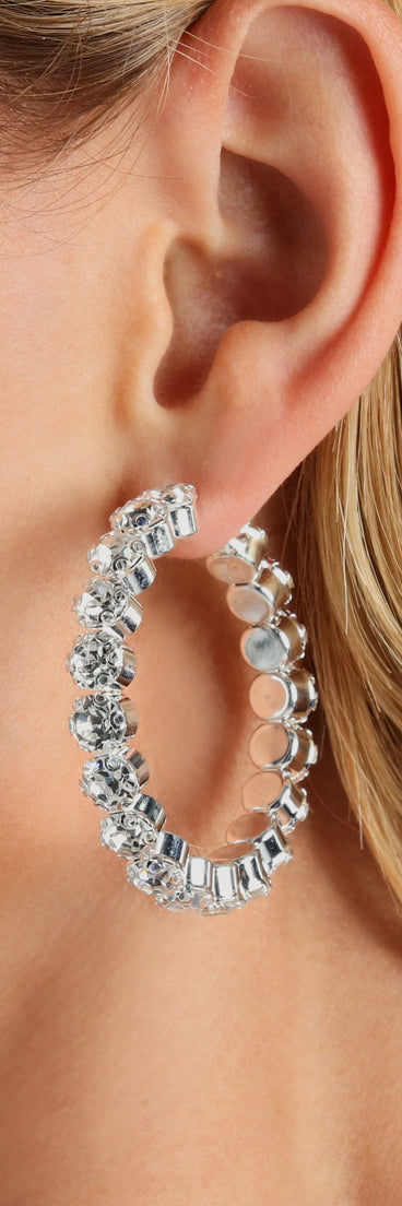 Living The Glam Life Rhinestone Hoop Earrings