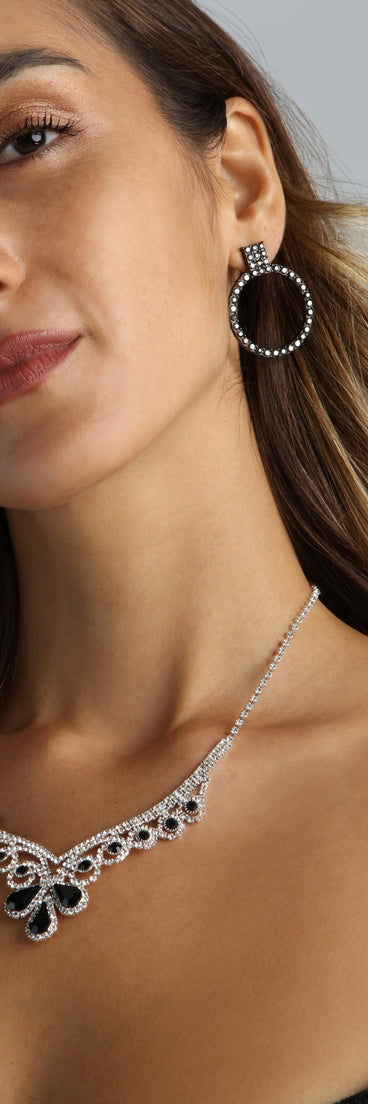 Edgy Luxe Glamour Rhinestone Hoop Earrings