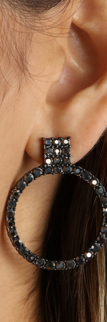 Edgy Luxe Glamour Rhinestone Hoop Earrings