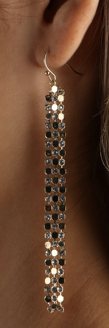 Catch The Light Rhinestone Fringe Earrings