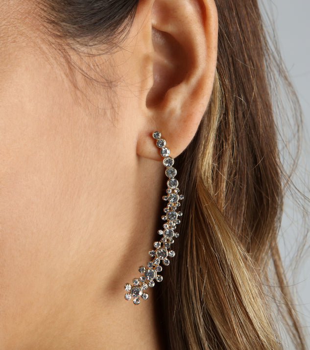 Pretty Glamour Rhinestone Flower Crawler Earrings Windsor Australia