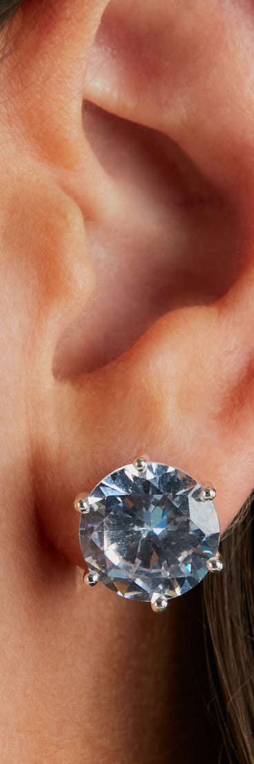 Modern Sterling Silver Plated Cubic Zirconia Stud Earrings