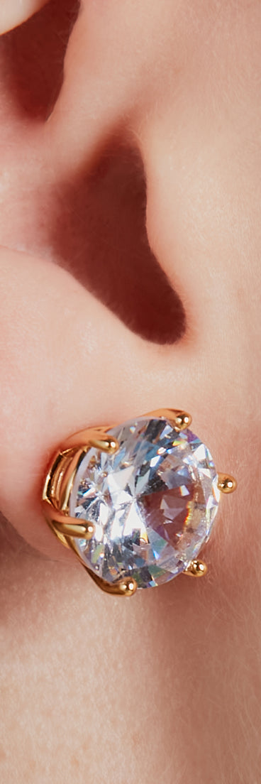 Luxe 14K Gold Plated Cubic Zirconia Stud Earrings