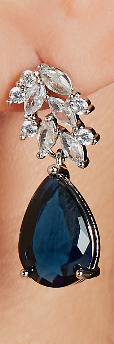 Divine Rhinestone Leaf Teardrop Earrings