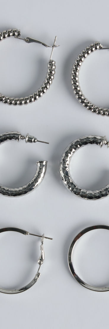 Bold Attitude Three-Pack Hoop Earrings Set