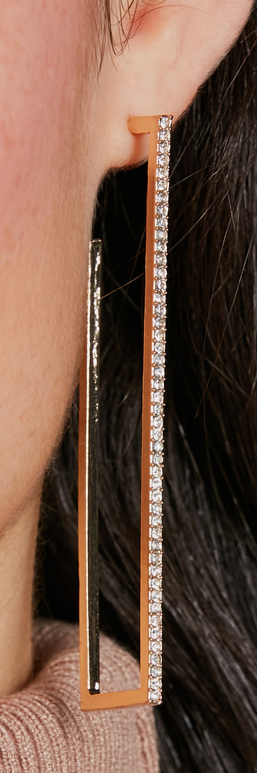 Timeless Twist Rhinestone Rectangle Earrings