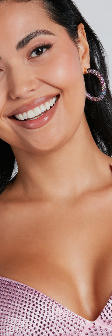 Colorful Story Rhinestone Hoop Earrings