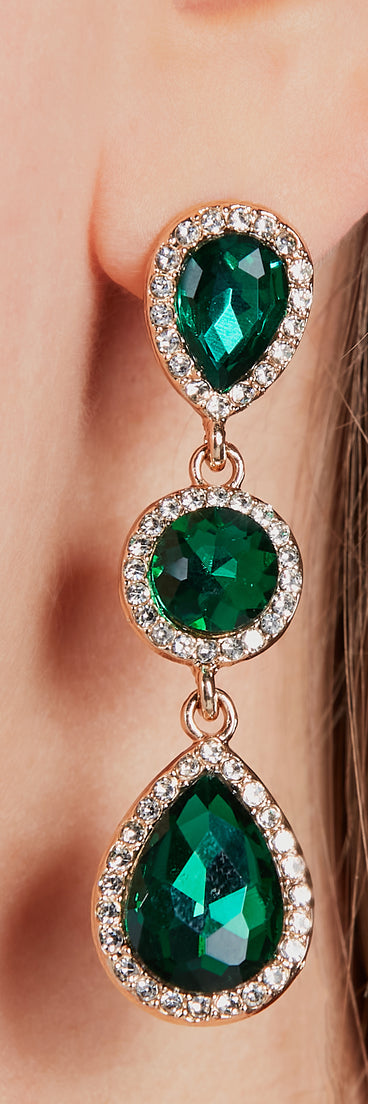Elevated Look Gem Rhinestone Earrings