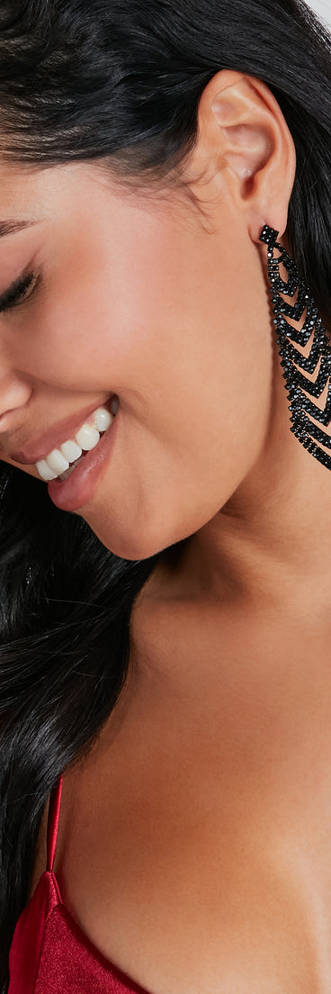 Enticing Beauty Rhinestone Long Drop Earrings