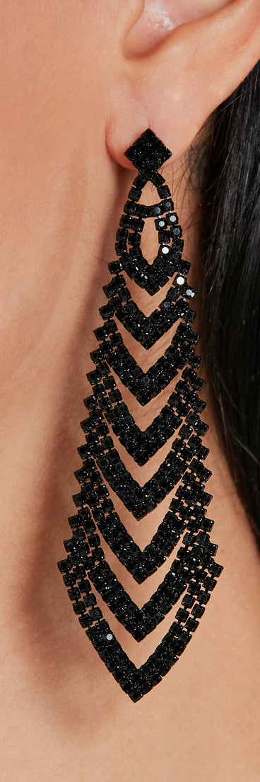 Enticing Beauty Rhinestone Long Drop Earrings
