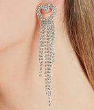 Love For Sparkle Rhinestone Heart Fringe Earrings