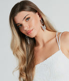 Elegant Aura Rhinestone Chandelier Earrings with on-trend details provides a stylish start to creating your graduation outfit for the 2024 Commencement or grad party!