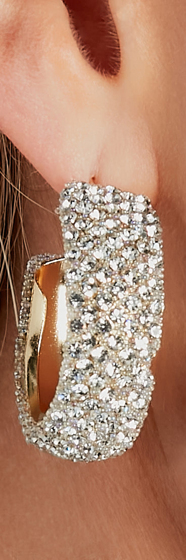 Got That Glitz Rhinestone-Beaded Hoop Earrings