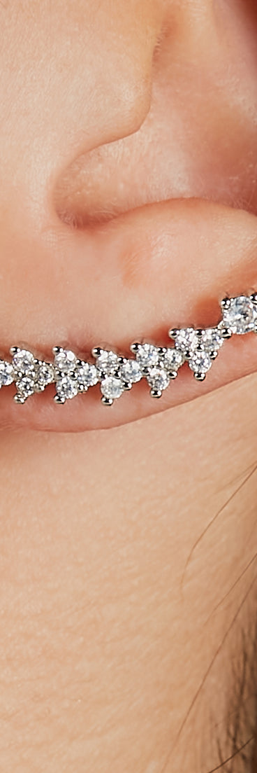 Dainty Sparkle Rhinestone Ear Crawler Earrings