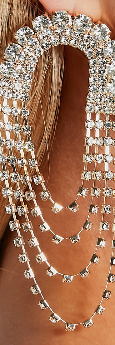Chic Glimmer Rhinestone-Draped Statement Earrings