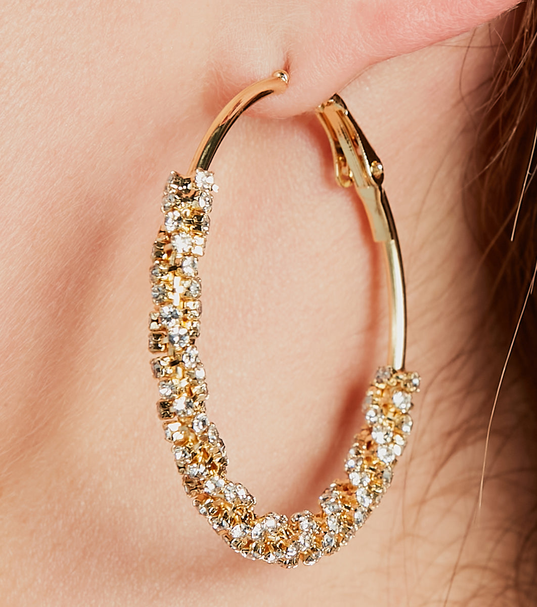 Intricate Luxury Rhinestone Hoop Earrings & Windsor
