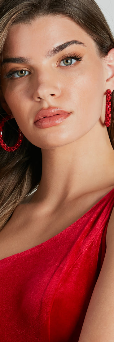 Looking Glitzy Rhinestone-Beaded Hoop Earrings