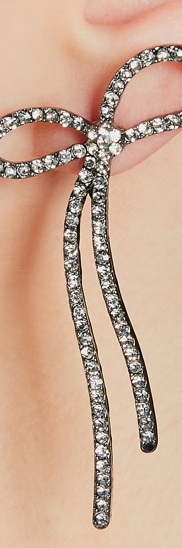 Glam Present Rhinestone Bow Earrings