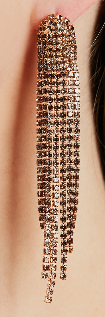 Cascading Glam Rhinestone Fringe Earrings