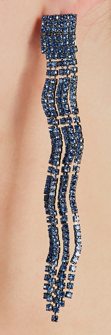 Just A Lil' Drama Rhinestone Fringe Earrings
