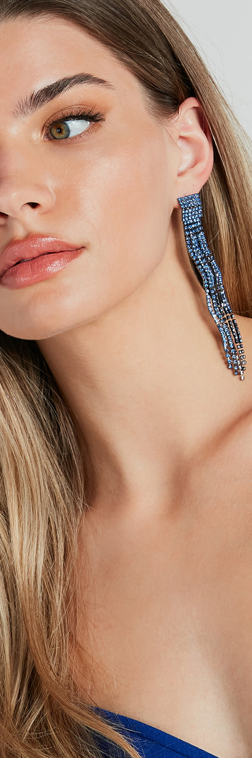 Just A Lil' Drama Rhinestone Fringe Earrings