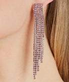 Amp Up The Glitz Rhinestone Fringe Earrings