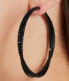 Chic Drama Rhinestone Twisted Hoop Earrings