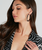 Chic Drama Rhinestone Twisted Hoop Earrings