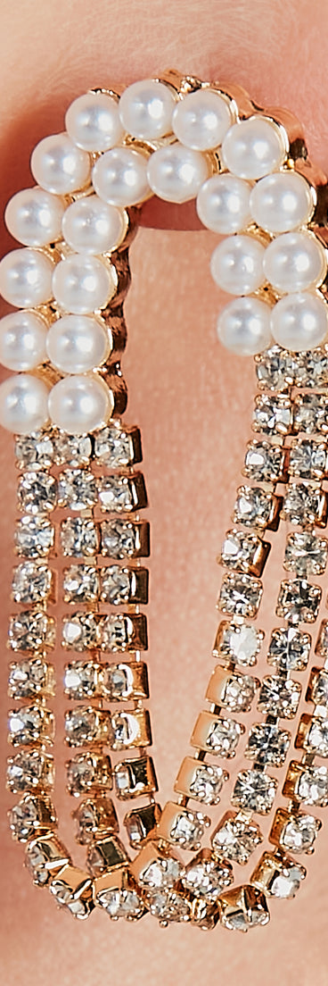 Embrace Elegance Faux Pearl Rhinestone Earrings