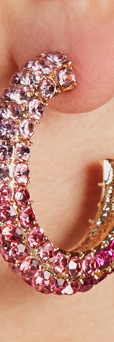 Captivated By Glam Ombre Rhinestone Hoop Earrings