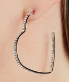 So In Love Rhinestone Heart Hoop Earrings
