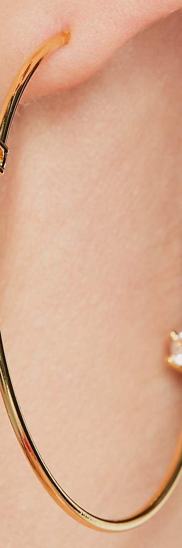 Sleek Allure 14K Gold Plated Cubic Zirconia Hoop Earrings