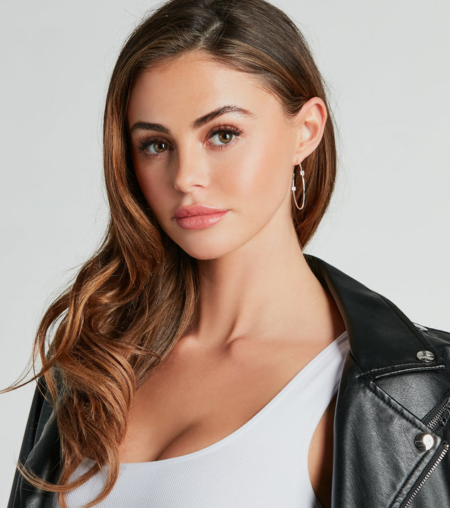 Luxe Allure Sterling Silver Plated Cubic Zirconia Hoop Earrings is a fire pick to create a concert outfit, 2024 festival looks, outfits for raves, or to complete your best party outfits or clubwear!