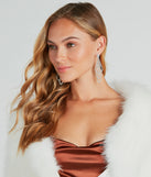 Luxe Icon Rhinestone Chandelier Earrings with on-trend details provides a stylish start to creating your graduation outfit for the 2024 Commencement or grad party!