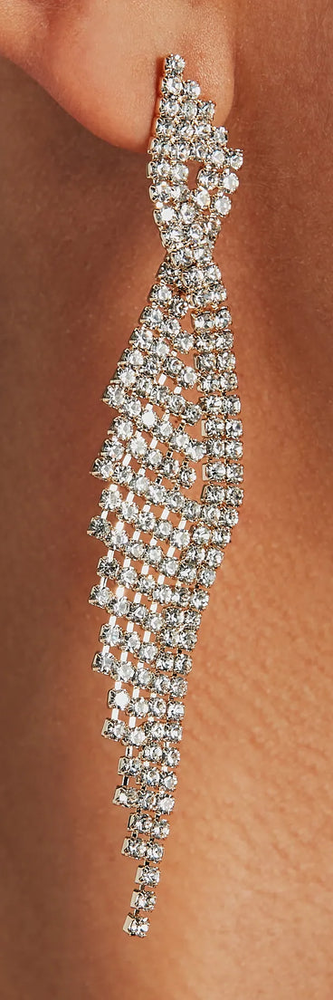 Homecoming jewelry and accessories like the Glitzy Allure Rhinestone Twisted Fringe Earrings provide the finishing touch to help you dazzle at HOCO 2024!