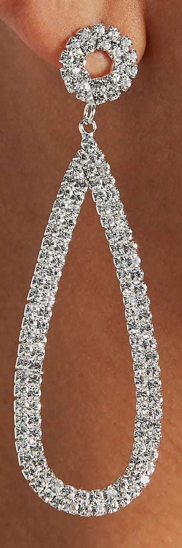 Glam Elegance Long Rhinestone Teardop Earrings