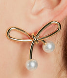 Adorably Glam Faux Pearl Bow Earrings