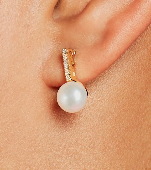 Windsor Sparkling Luxe 14K Gold Plated Pearl Stud Earrings