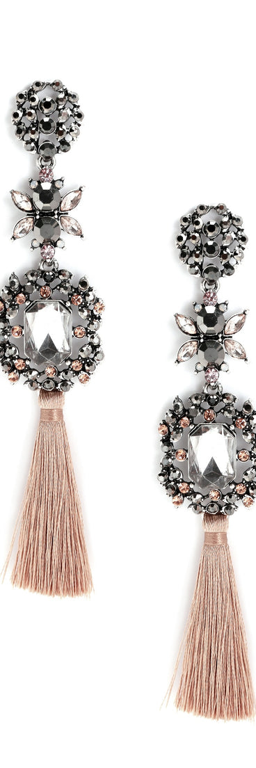 Gemstone Tassel Statement Earrings