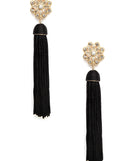 Bloom In Rhinestones Tassel Earrings for 2022 festival outfits, festival dress, outfits for raves, concert outfits, and/or club outfits