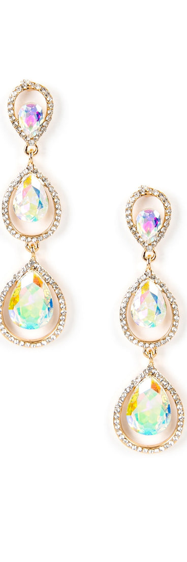 Iridescent Tear Drop Rhinestone Earrings for 2022 festival outfits, festival dress, outfits for raves, concert outfits, and/or club outfits