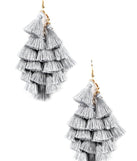Tiered Diamond Tassel Earrings is a trendy pick to create 2023 festival outfits, festival dresses, outfits for concerts or raves, and complete your best party outfits!
