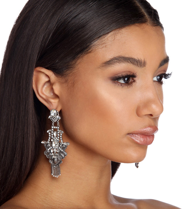 Tribal Fringe Rhinestone Duster Earrings for 2022 festival outfits, festival dress, outfits for raves, concert outfits, and/or club outfits