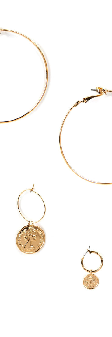 Coin Hoop Earrings Set for 2022 festival outfits, festival dress, outfits for raves, concert outfits, and/or club outfits