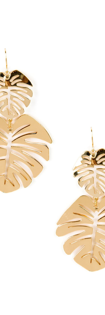 Double Palm Leaf Earrings for 2022 festival outfits, festival dress, outfits for raves, concert outfits, and/or club outfits